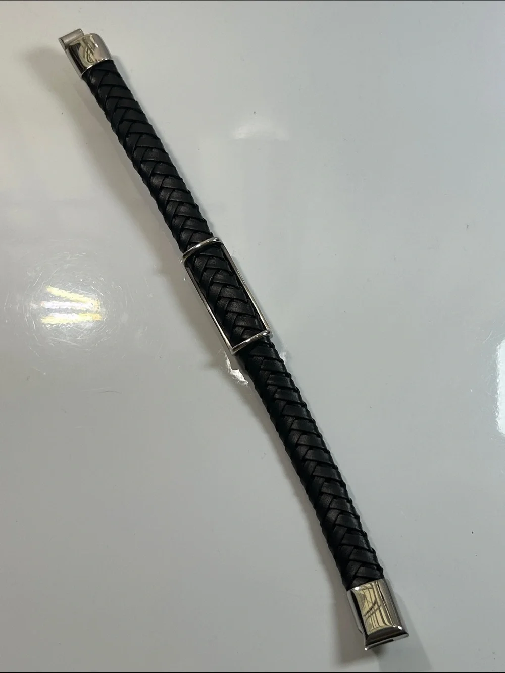 NWT Braided Vegan Leather Stainless Steel Skull & Maltese Cross Bracelet